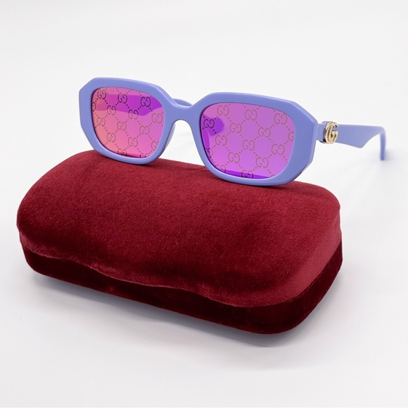 NEW GG1535S 004 GUCCI BLUE PINK GEOMETRIC WOMEN SUNGLASSES GG1535S GUCCI - Picture 1 of 11